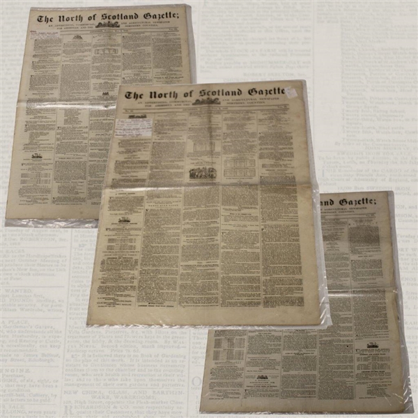 Three (3) 1846-1847  North of Scotland Gazette Newspapers w/Various Silver Cup, Gold Medal Results & other Content