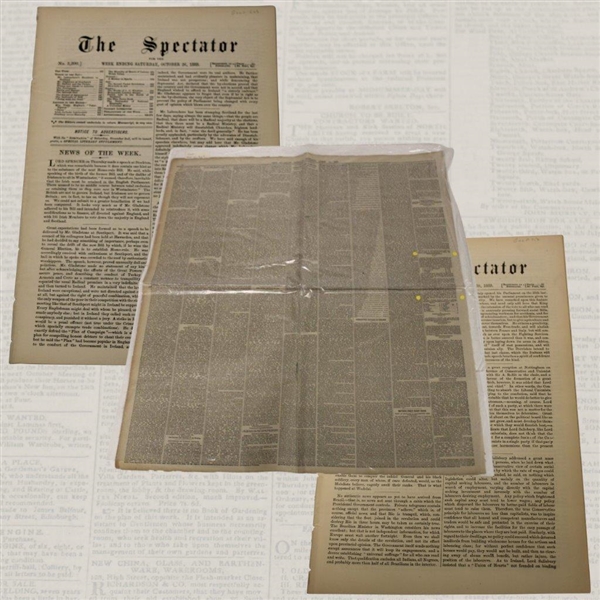 Three (3) 1887-1889 Glasgow Herald/The Spectator Newspapers/Booklets w/Various Golf Content