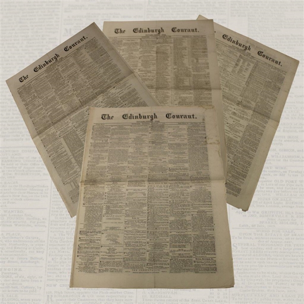 Four (4) 1873 The Edinburgh Evening Courant Newspapers w/Various Golf Content