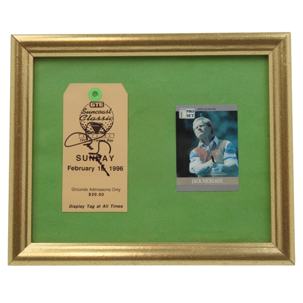 Jack Nicklaus Signed 1996 Suncoast Classic Ticket & Pro Set Card - Framed JSA ALOA
