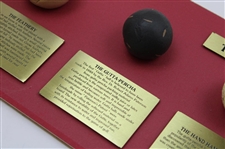 'The Evolution of the Golf Ball' Matted Display - Feathery, Gutta-Percha & others