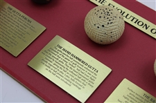 'The Evolution of the Golf Ball' Matted Display - Feathery, Gutta-Percha & others
