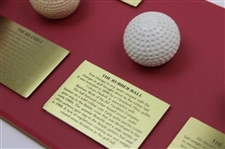 'The Evolution of the Golf Ball' Matted Display - Feathery, Gutta-Percha & others