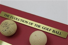 'The Evolution of the Golf Ball' Matted Display - Feathery, Gutta-Percha & others