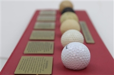 'The Evolution of the Golf Ball' Matted Display - Feathery, Gutta-Percha & others