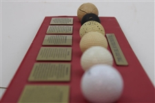 'The Evolution of the Golf Ball' Matted Display - Feathery, Gutta-Percha & others