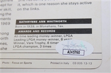 Kathy Whitworth Signed 1980 Sportscaster Oversize Card JSA #AI45760