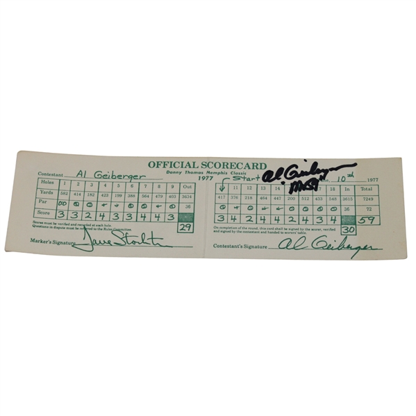 Al Geiberger Signed Mr 59 Replica Scorecard JSA #AI45761