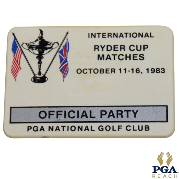 1983 Ryder Cup at PGA National Official Party Badge