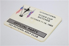 1983 Ryder Cup at PGA National Official Party Badge