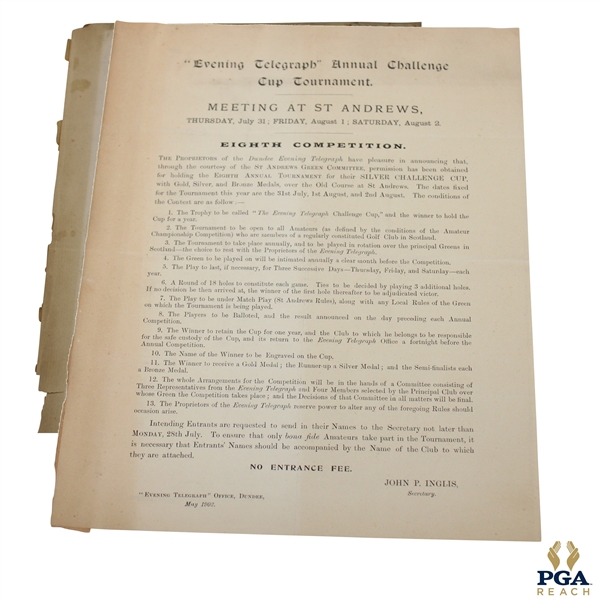 1902 Evening Telegraph Annual Challenge Cup Tournament At St. Andrews Information Page