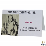 c.1962 Jack Nicklaus Ohio Golf Exhibition Information Card Feat US Open Win