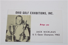 c.1962 Jack Nicklaus Ohio Golf Exhibition Information Card Feat US Open Win