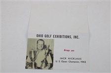 c.1962 Jack Nicklaus Ohio Golf Exhibition Information Card Feat US Open Win