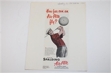 Five (5) Spalding 1947-1954 Magazine Golf Ball & Golf Club Ads