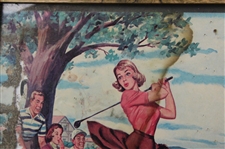 Lewd Golfer Girl Teeing Off with Onlookers - Framed