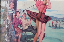 Lewd Golfer Girl Teeing Off with Onlookers - Framed