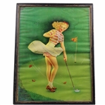 Lewd Golfer Putting in Dress - Framed