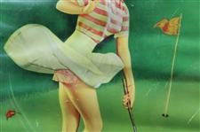 Lewd Golfer Putting in Dress - Framed