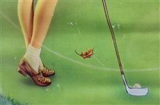 Lewd Golfer Putting in Dress - Framed