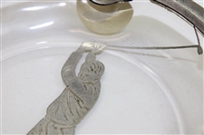 Pre-Swing Silver Plated Overlay Golfer Round Glass Ashtray