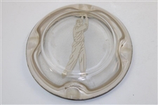 Pre-Swing Silver Plated Overlay Golfer Round Glass Ashtray