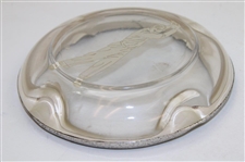 Pre-Swing Silver Plated Overlay Golfer Round Glass Ashtray