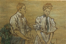 1901 'The First Hazard' Howard Chandler Christy Wood Engraving 
