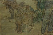 1901 'The First Hazard' Howard Chandler Christy Wood Engraving 