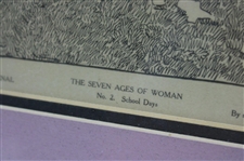 1906 Art Supplement The Seven Ages Of Women #2 School Days Drawn by Charles Gibson - Framed