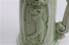 Vintage Ceramic 19th Hole Post-Swing Golfer/Putting Golfer Stein with Dimple Golf Ball Lid