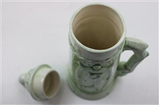 Vintage Ceramic 19th Hole Post-Swing Golfer/Putting Golfer Stein with Dimple Golf Ball Lid