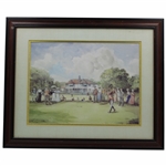Post-Swing Red Coat Golfer in Front of Crowd & Clubhouse Print by Artist John S. Goodall(?)