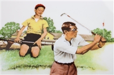 1982 Ltd Ed Norman Rockwell Ceramic 'Summer - Blasting Out' Golf Plate Made by Gorham