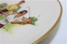 1982 Ltd Ed Norman Rockwell Ceramic 'Summer - Blasting Out' Golf Plate Made by Gorham