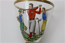 Two (2) Hand Painted Golf Themed Cordial Glasses