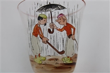 Two (2) Hand Painted Golf Themed Cordial Glasses