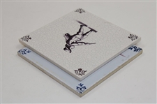 Two (2) Golf Themed Delft Tiles - Holland & other
