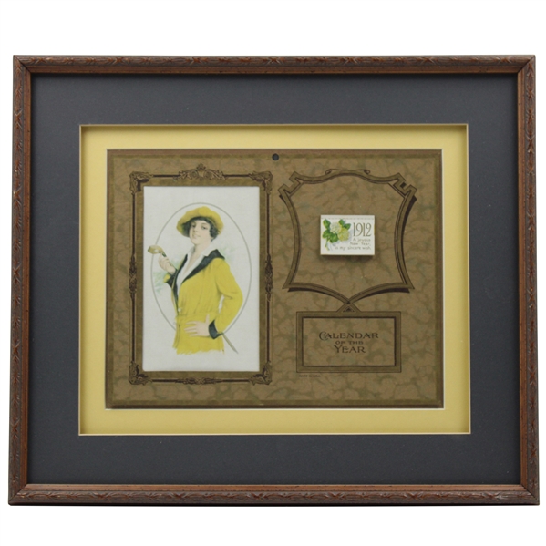 1912 Calendar Of This Year Flip Calendar with Lady Golfer - Framed