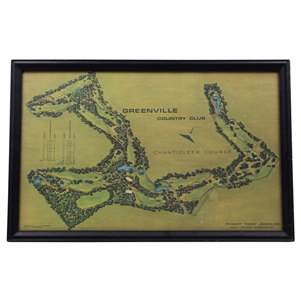 Greenville Country Club Chanticleer Course by Robert Trent Jones Layout Map - Framed