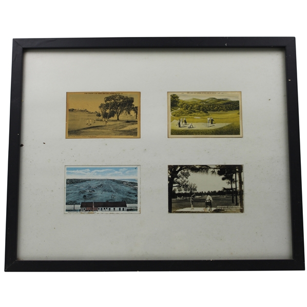 Roanoke, Lake Lure, Edgewater & Birds Eye View Vintage Golf Course Postcards - Framed