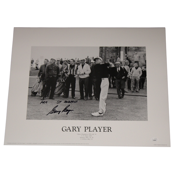 Gary Player Signed Back & White at St. Andrews 16x20 Photo w/Arnie St. Andrews JSA #CE33690