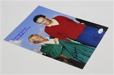 Jack Nicklaus & Tommy Aaron Dual Signed 1973 Green Jacket Ceremony 8x10 Photo JSA #CB46163