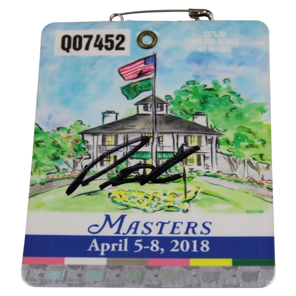 Patrick Reed Signed 2018 Masters Tournament SERIES Badge #Q07452 JSA ALOA