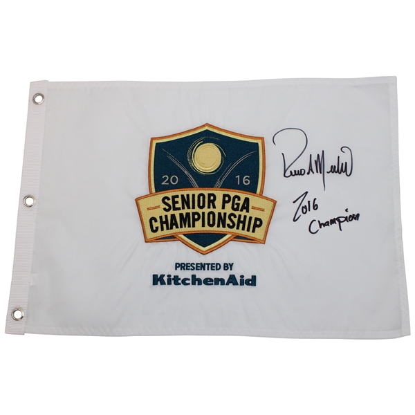Rocco Mediate Signed 2016 Senior PGA Championship Embroidered Flag w/2016 Champion JSA ALOA