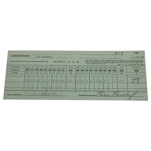 Sam Snead Signed 1957 Western Open Match Used Official Scorecard JSA COA
