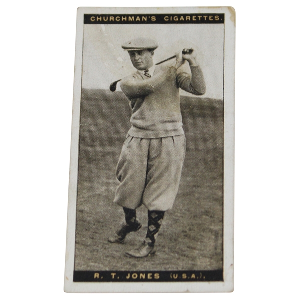 1927 Bobby Jones W.A. & A.C. Churchman Imperial Tobacco Famous Golfers Card #28 - Small