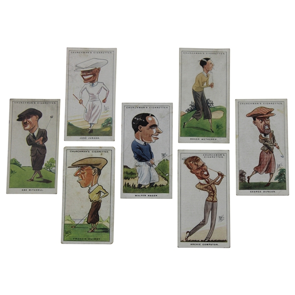Seven (7) 1928 W. A. & A. C. Churchman Imperial Tobacco Men Of The Moment In Sport Cards