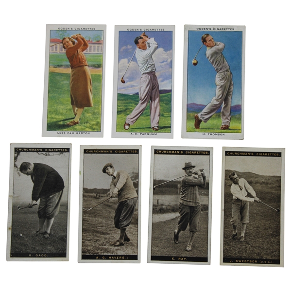 Four (4) W. A. & A. C. Churchman Imperial Tobacco Famous Golfers & (3) Ogdens Champions Of 1936 Cards