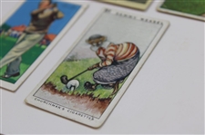  W.A.& A.C. Churchman Imperial Frisky Card, Park Drive Cigarette Card, W. D. & H. O. Wills British Sporting Personality Card, (2) Carreras Nose Game Cars, & (2) Mecca Series Of Champion Golfers Cards